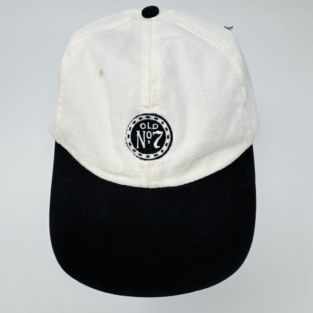Jack Daniels Old No 7 Baseball Cap Hat Mens White Black Strapback Made In USA